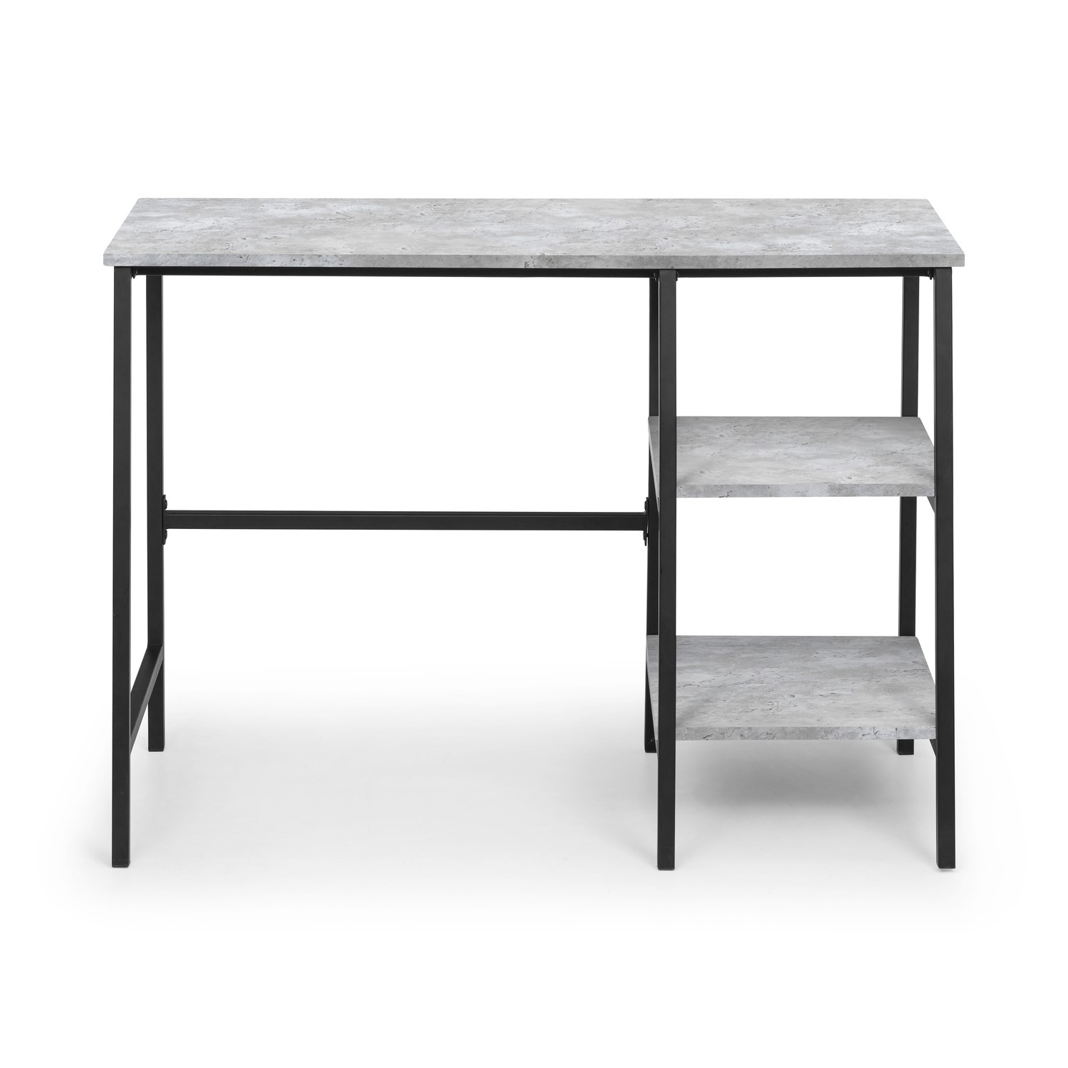 Read more about Grey concrete effect office desk with 2 shelves staten julian bowen